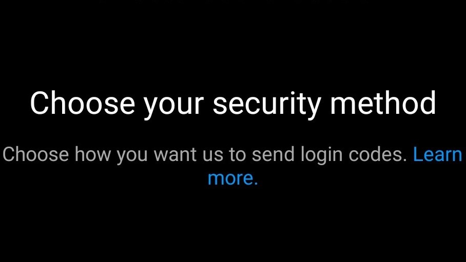 Choose a security method to use 2FA