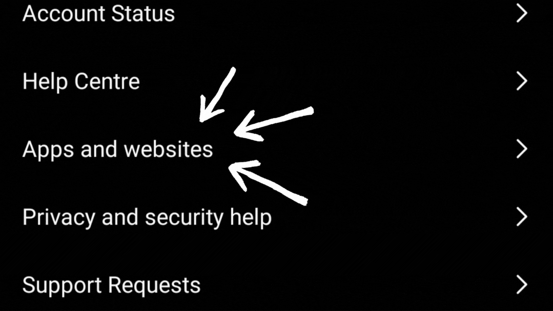 Under Settings, open Apps and websites